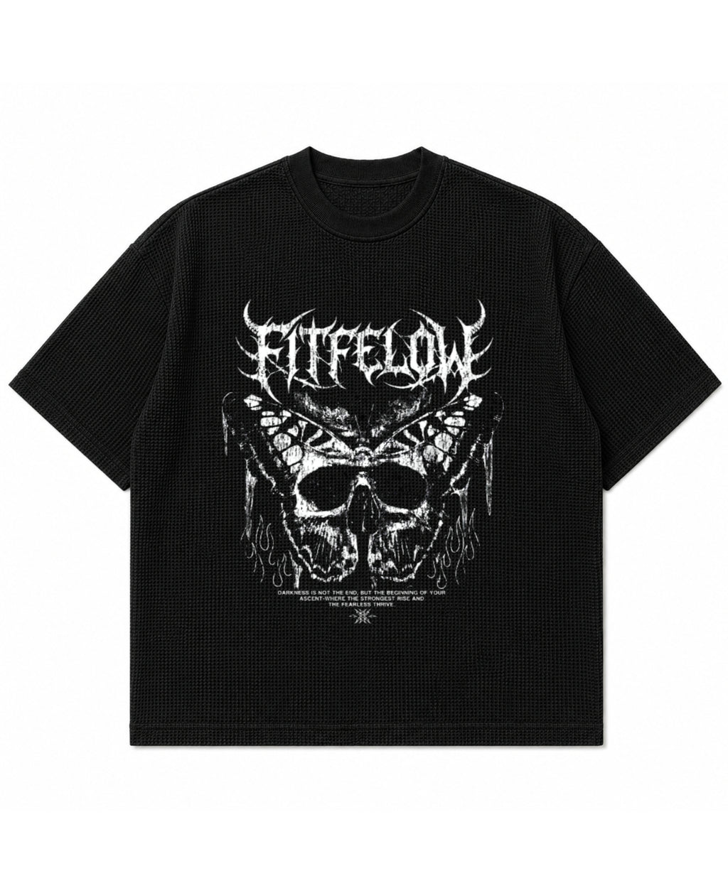 Black waffle boxy fit Front Design
