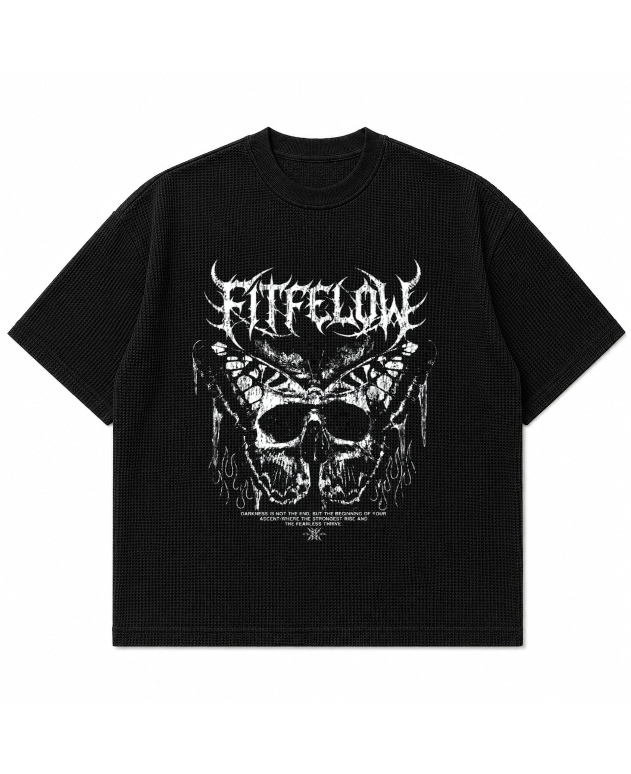 Black waffle boxy fit Front Design