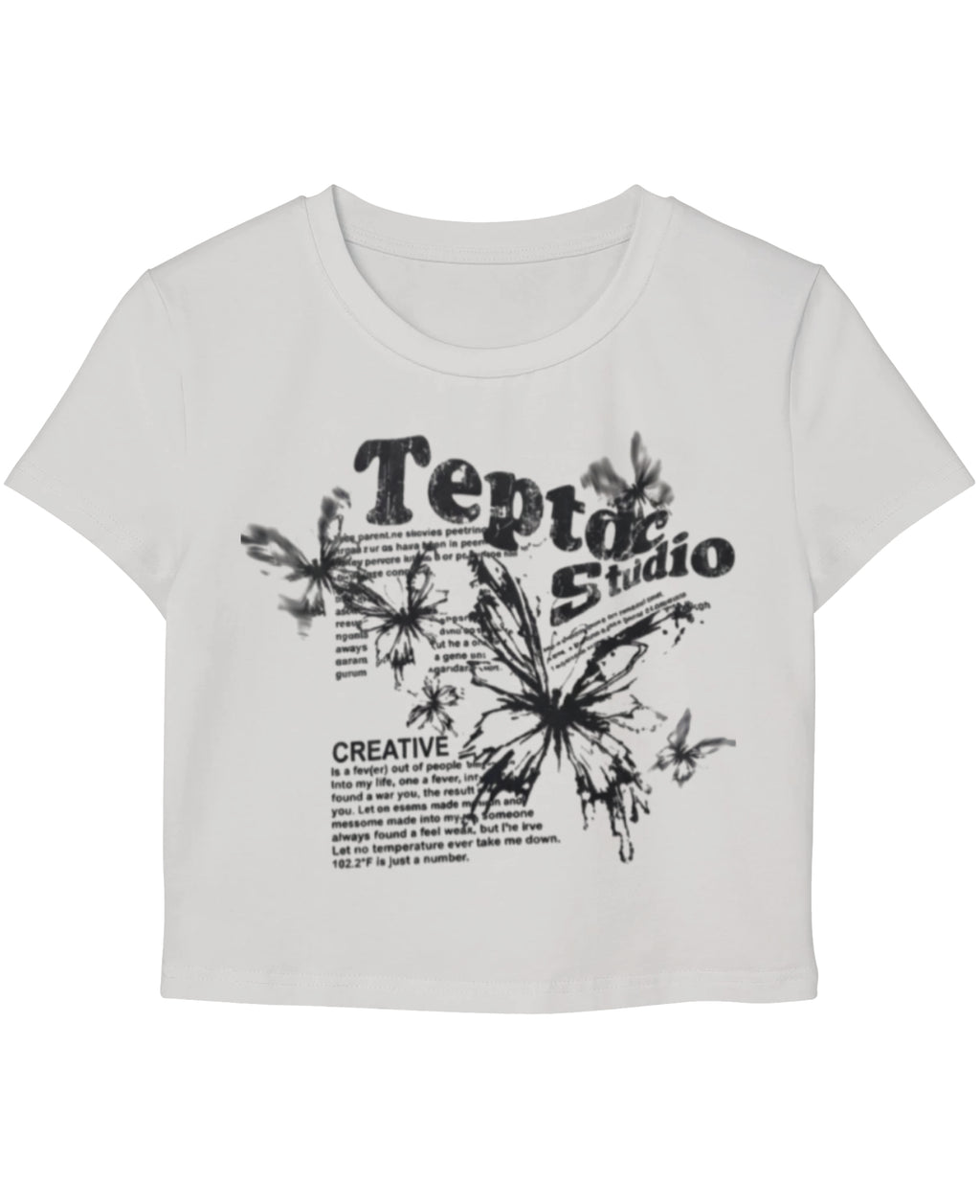 White Baby Tee Front Design