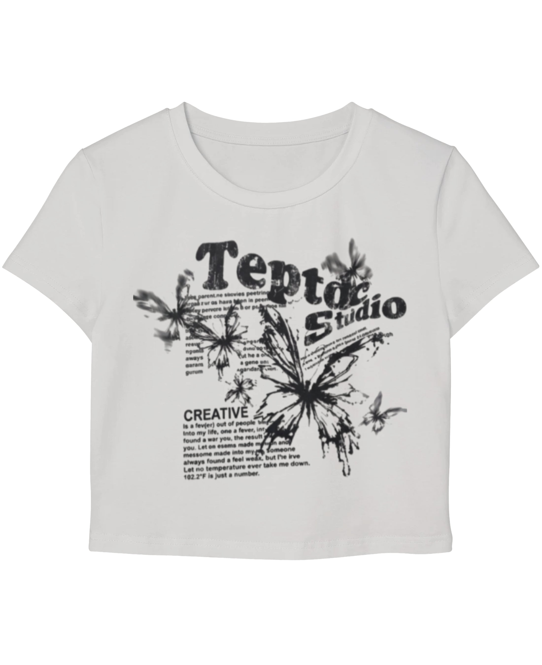 White Baby Tee Front Design
